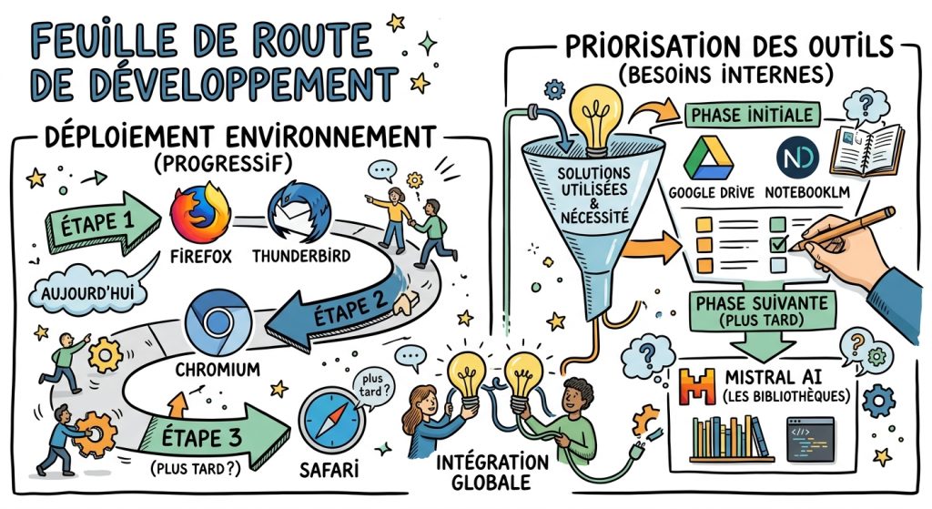 Feuille de route de développement : déploiement progressif d'outils, priorisation des besoins et intégration globale