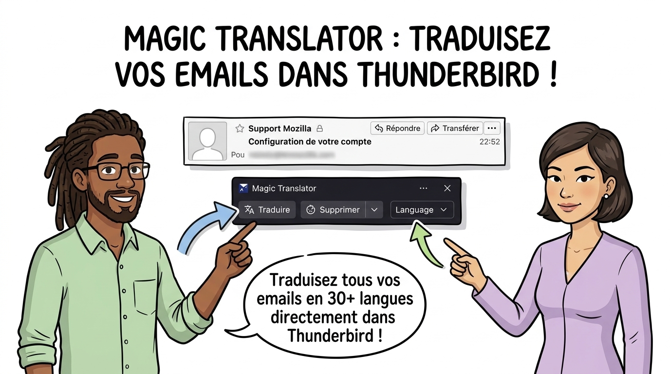 Magic Translator pour Thunderbird : Traduisez vos e-mails en 30+ langues directement dans votre messagerie